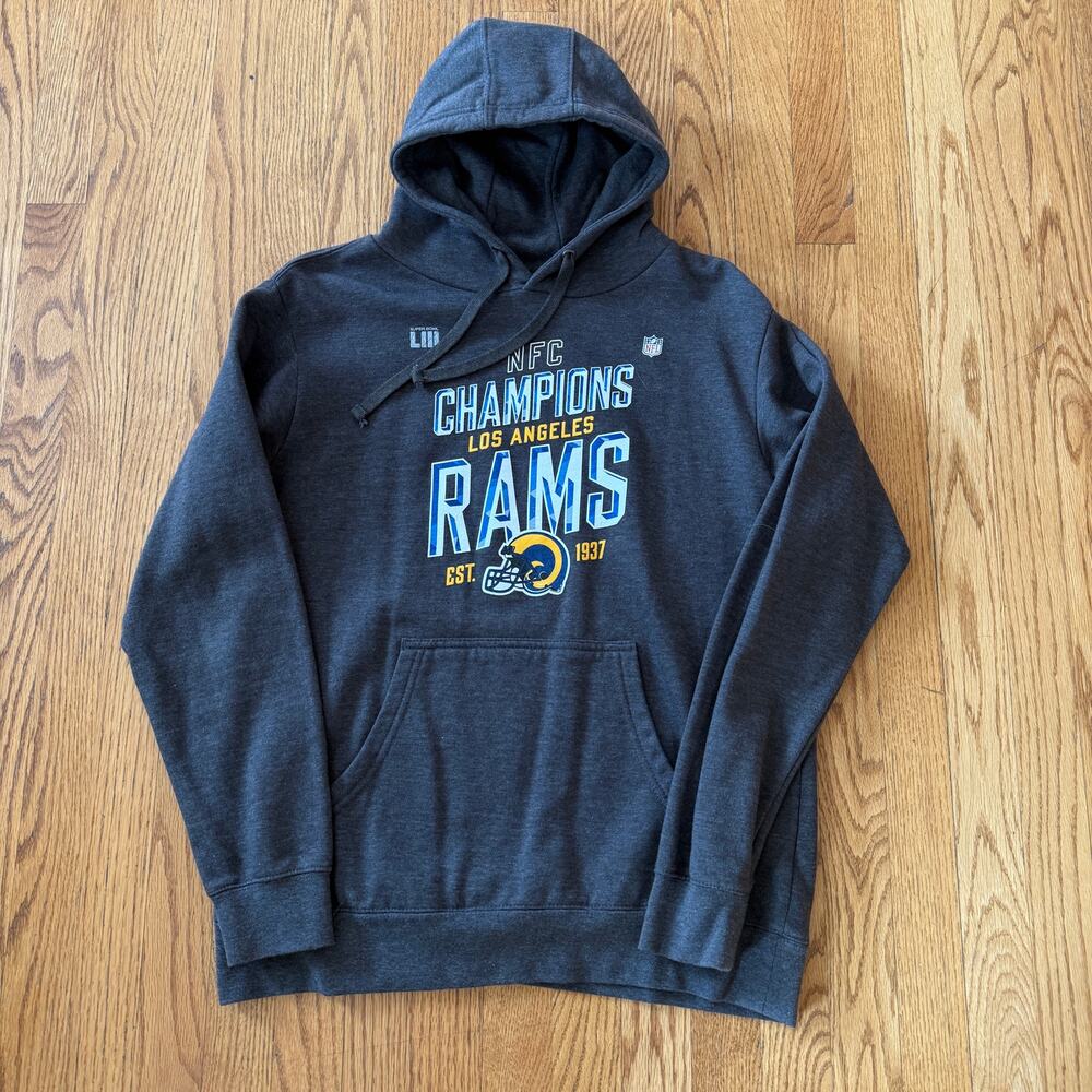 Menβs LA Los Angeles Rams Super Bowl Gray Hoodie Pullover Sweatshirt Sz Medium